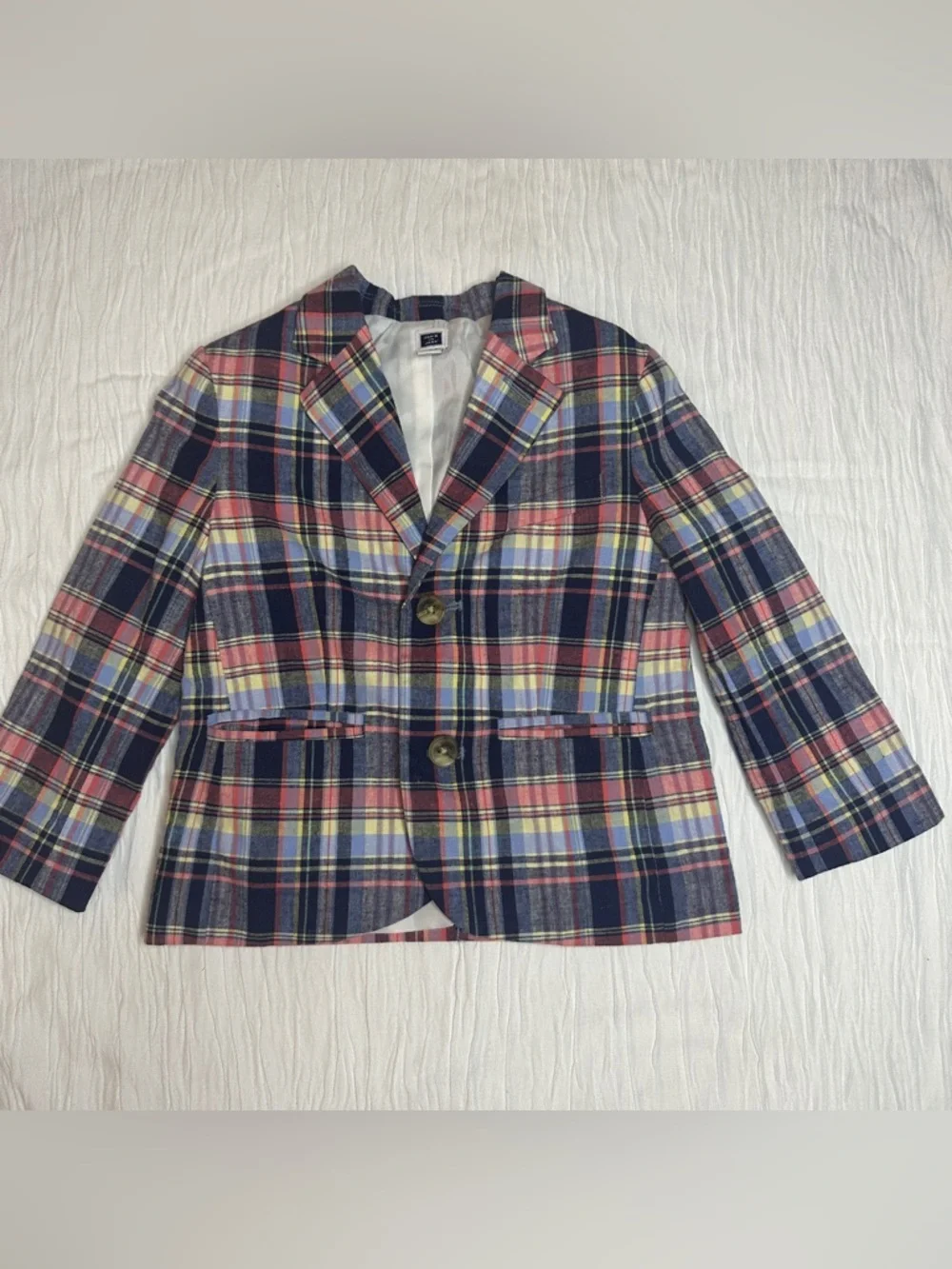 Janie and Jack Plaid Blazer‎ 2T Toddler Linen Blend Preppy Easter Spring Jacket